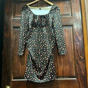 BRAND NEW Size S Black Floral Long Sleeve Stretchy Maternity DRESS NWOT